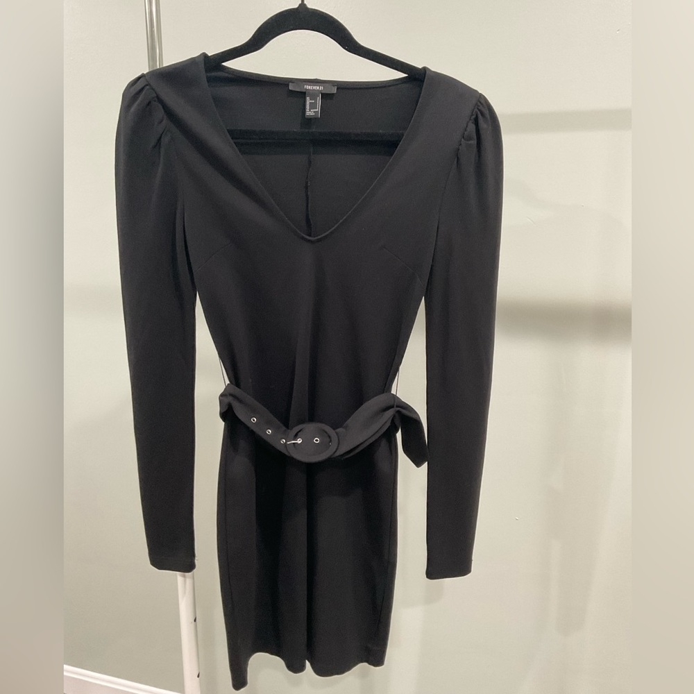 Forever 21 Black Belted Dress